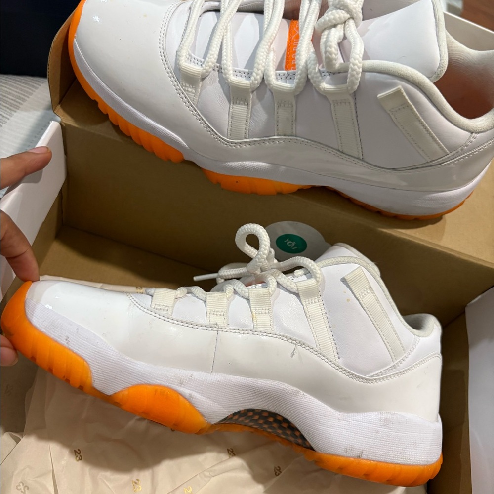 Jordan Kids White and Orange Sneakers